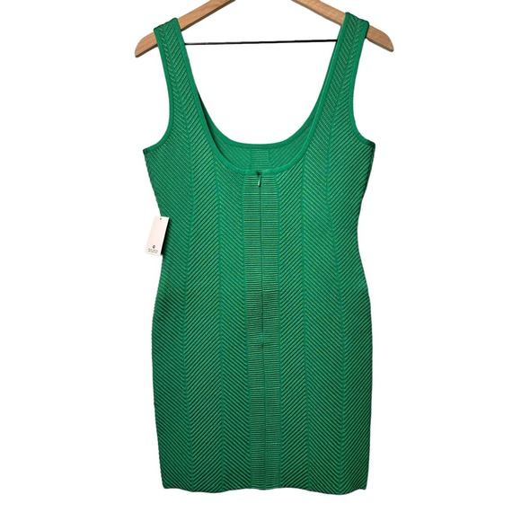 Herve Leger Ottoman Scoop Neck Juniper Green Mini Dress - Picture 3 of 13